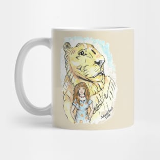 Woman and lioness watercolor Mug